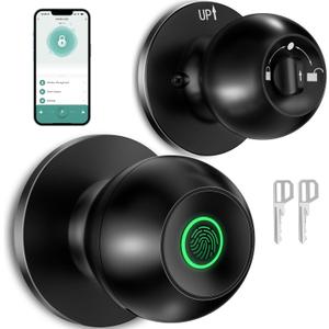 Fingerprint Door LockSmart Door Knob, Smart Biometric Door Lock Fingerprint Door knob with App Control Suitable for Bedroom,Utility Room,Apartments Offices,Hotels(Black)