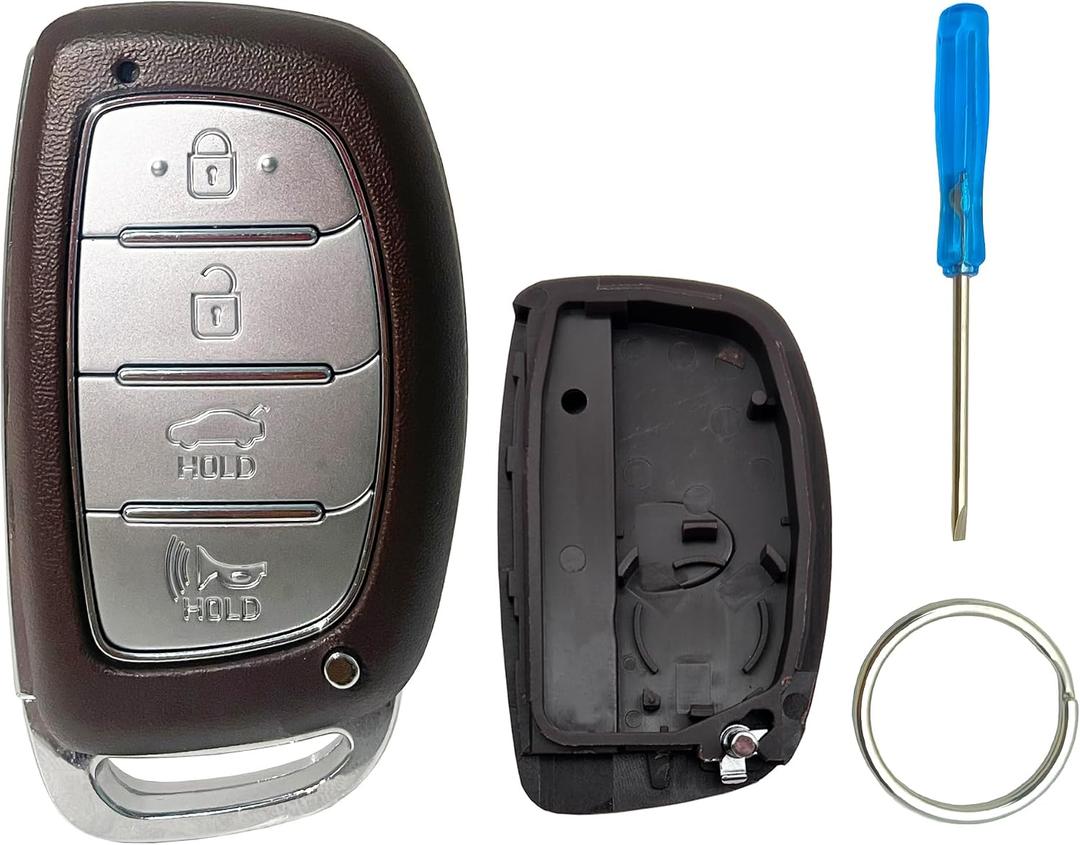Smart Key Fob Cover Case Shell Fit for Hyundai Tucson Sonata Elantra 2015 2016 2017 2018 2019 2020 2021 Keyless Entry Remote Casing (with Battery Holder B)