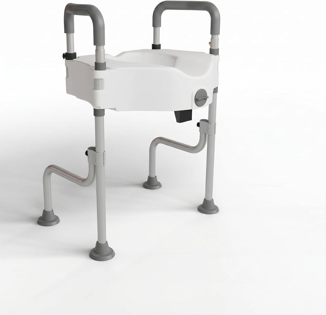Extra Wide Elevated Toilet Seat Riser with Handles for Seniors - Height Adjustable Raised Toilet Seat, Heavy Duty Support for Elderly, Post Surgery & Handicap