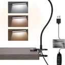 JHD LED Desk Lamp with Clamp - Adjustable 3 Color Modes 10 Brightness Level Table Lamp, USB Eye Caring Flexible Gooseneck Desk Light for Home Office, Dorm Room, Reading, Nail, Clip On Light, Black