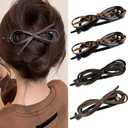 2 x Twist Bow Leather Hair Clips for Women Elegant Hair Claw Clips for Thick Hair Ribbon Bow Design Hair Barrettes Valentine Hair Accessories 4Pcs