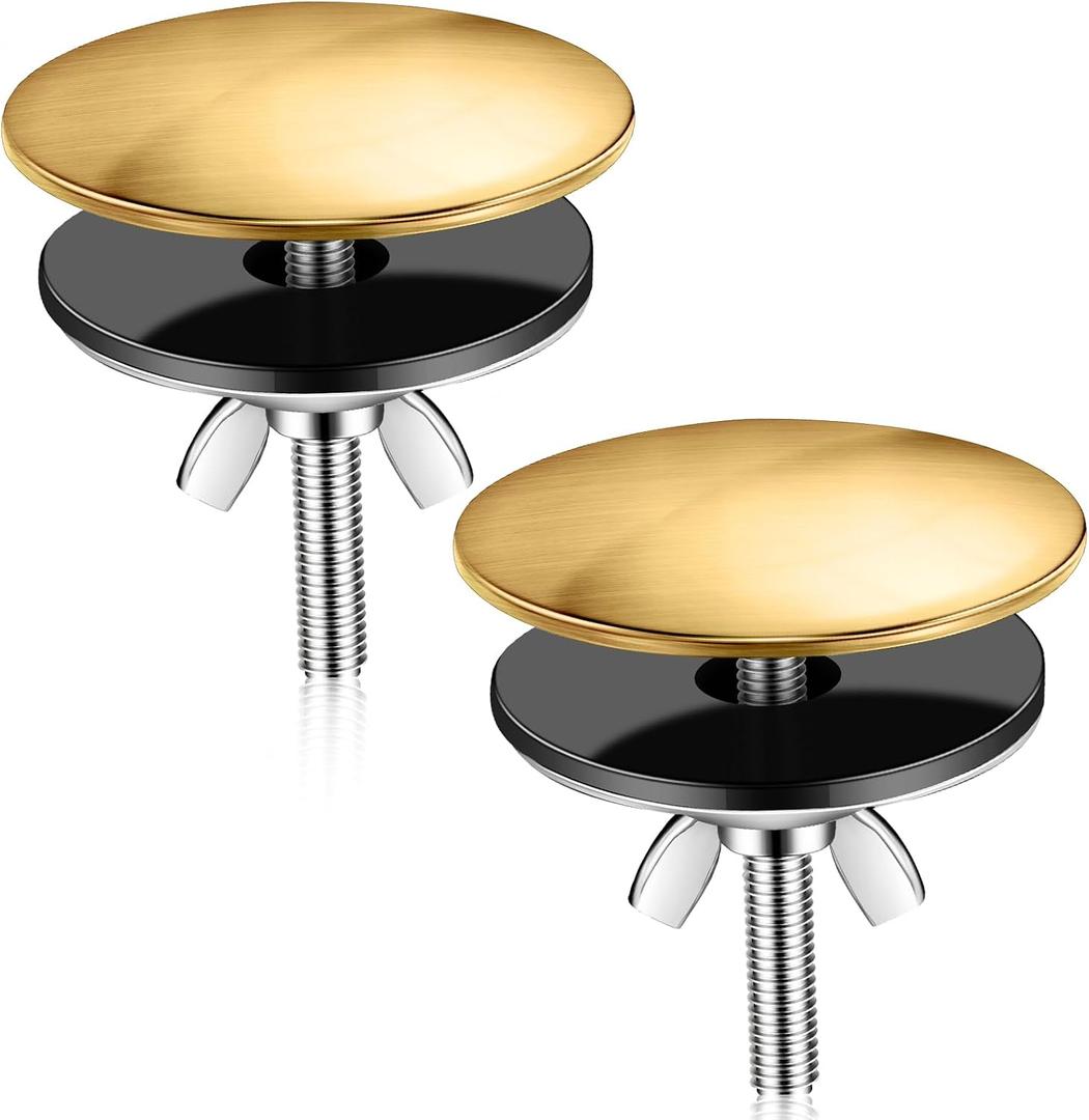 LEIFIDE 2 Pcs 2 Inch Kitchen Sink Hole Cover Faucet Hole Cover Stainless Steel Kitchen Sink Tap Plate Stopper Blanking Metal Plug (Antique Gold)