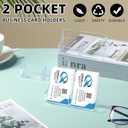 4 Pack Vertical Business Card Holder, Clear Acrylic 2 Pocket Desktop Business Card Holder, Multiple Cards Display Stand for Home, Office, and Exhibition, up to 100 Cards