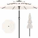 AreShark 9ft 3-Tier Patio Umbrellas, Outdoor Umbrella with 8 Sturdy Ribs UV Protection Windproof, Market Table Umbrella w/Push Button Tilt & Crank for Pool, Porch, Deck, Garden(Cream White)