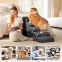 EHEYCIGA 5-Step Curved Dog Stairs for High Beds 20.7" H, Grey