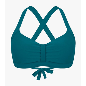 Women's Retro Printed Adjustable Thick Straps Cross Back Push Up Vintage Bikini Swimsuit Tops Only 2XL Teal