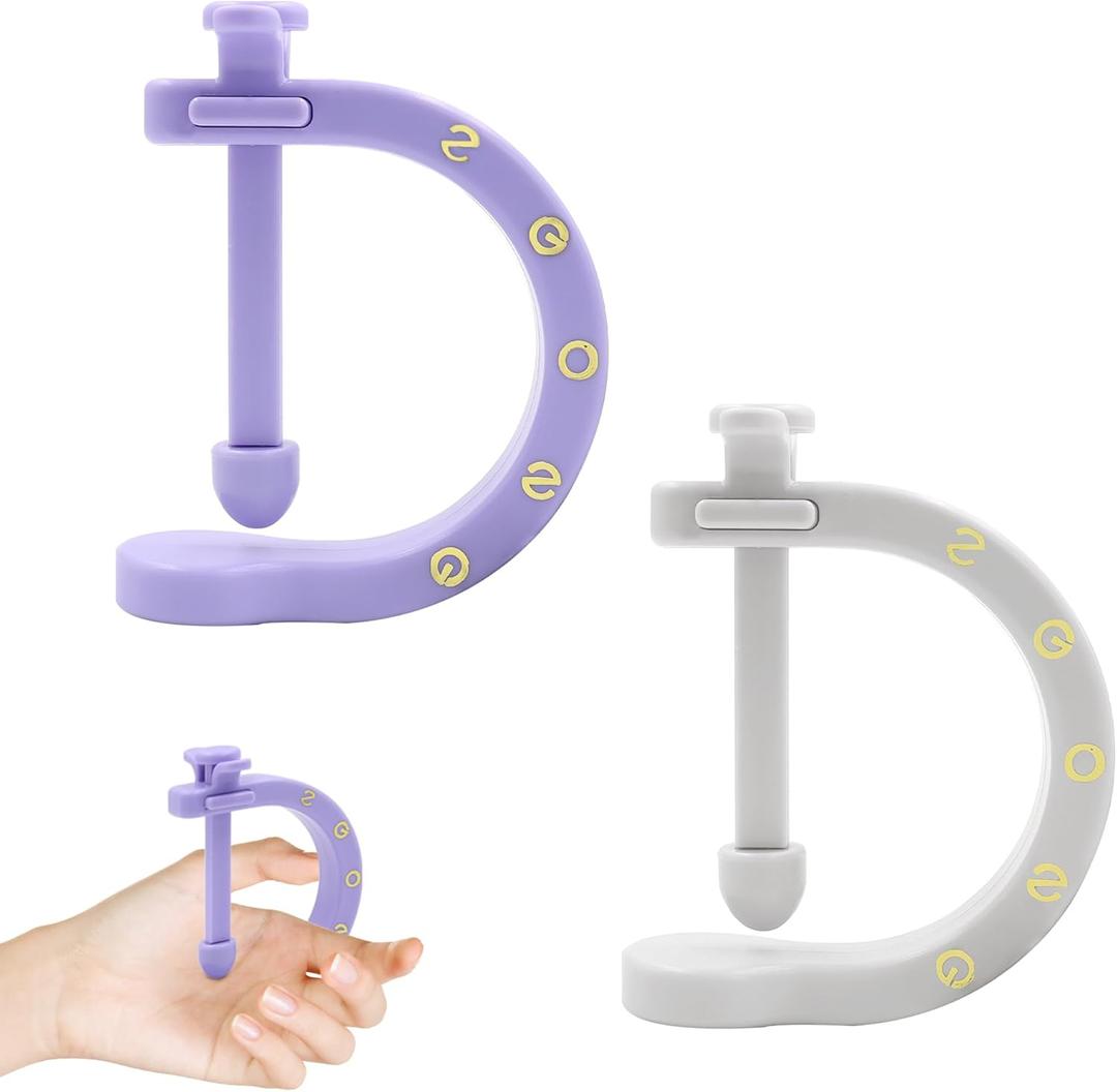 2Pcs Acupressure Tool Clip with Fixed Clip, Adjustable Acupuncture Manual Massage Tools, Portable Pressure Point Massage Tool for Hand Foot Ear Fatigue Relief (Gray, Purple)