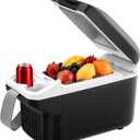 Iceblue Electric Cooler with Type-C, 8 Liter /11 Cans Mini Fridge with Belt, 9V Type-C Thermoelectric Dual-use Car Refrigerator, Car Fridge for Car, Dorm, Travel, Picnic, Gift (Black)