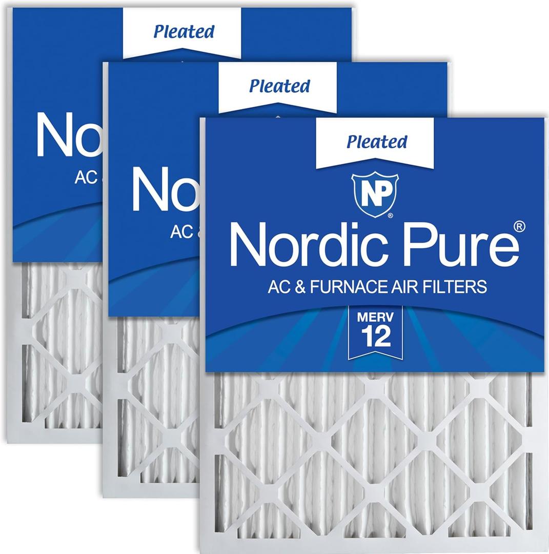 Nordic Pure 20x24x2 (19 3/8 x 23 3/8 x 1 3/4) Pleated MERV 12 Air Filters 3 Pack