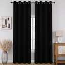 CUCRAF 100% Blackout Window Curtains 72 inches Long 2 Panels Set, Faux Linen Look Thermal Insulated Grommet Drapes, Room Darkening Curtain for Bedroom Living Room(W52 x L72 Inch, Black)
