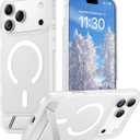 Temdan Designed for iPhone 17 Pro Case, [Built-in Invisible Kickstand][Compatible with MagSafe][Military Grade Shockproof] Slim Translucent Matte Phone Case 6.3 inch (Clear Matte)