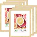 FrameWorks 12x16 mat to 8x12 Classic Wooden Picture Frames With Tempered Glass | Natural Oak | 6-Pack