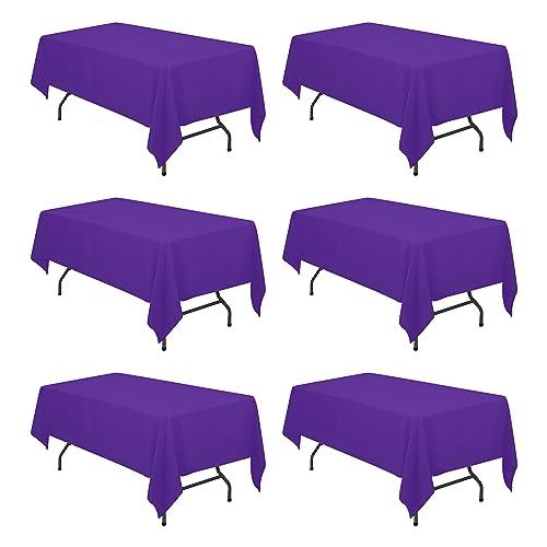 BRILLMAX 6 Pack Purple Tablecloths for 6 Foot Rectangle Tables 60 x 102 Inch - 6ft Rectangular Bulk Linen Polyester Fabric Washable Cloth Cover for Wedding Reception Banquet Birthday Party
