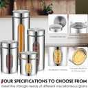 Zopeal 8 Pcs Kitchen Canister Set Stainless Steel Nested Canister Storage Set with Glass Window Airtight Lid Coffee Sugar Tea Storage Jars for Flour Pasta Cookies Spices Grains (Silver)
