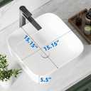 15x15 White Square Vessel Sink - Porcelain Bathroom Sink for Countertop, Above Mount Ceramic Basin, 15 Inch Round/ Rectangular Corner Sink without Overflow (385x385mm) 15.15"x15.15"x5.5"