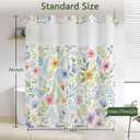 No Hook Shower Curtain with Snap in Fabric Liner Set, Waterproof & Washable, Boho Colorful Plant Floral Shower Curtains for Bathroom, Farmhouse Rustic Flower Bathroom Curtain, House Gift, 71x74 inch