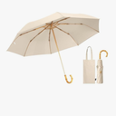 Portable Bamboo Handle Umbrella with Curved Hook - Lightweight Sunshade for Women, Rain and Sun Protection
