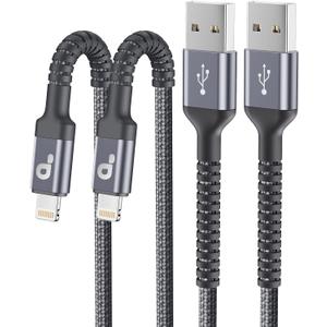 iPhone Charger Cable 2Pack 6FT, Nylon Braided Lightning Cable, [Apple MFi Certified] Fast Charging iPhone Charger Cord Compatible with iPhone 14 13 12 11 Pro Max XR XS X 8 7 6 Plus iPad and More (Grey)