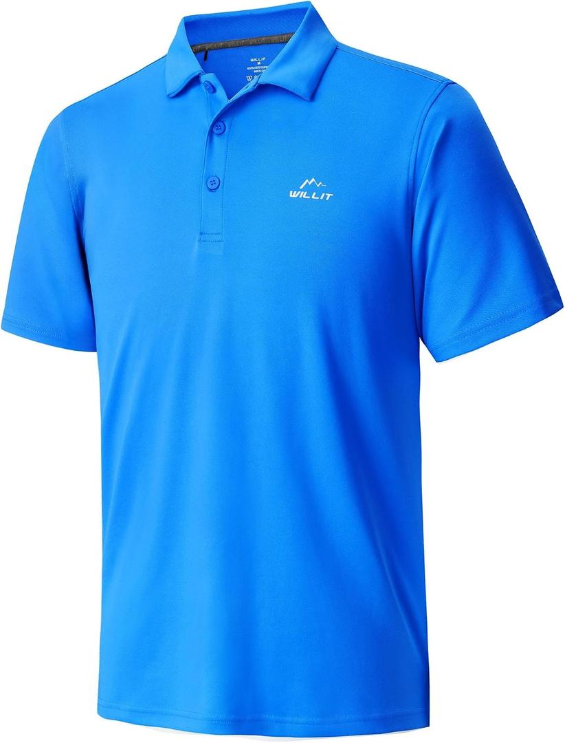 Willit Men's Golf Polo Shirt Short Sleeve Quick Dry Athletic Tennis Casual Shirts Golf Shirts for Men (Blue, M)