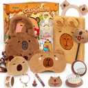 Capybara Gifts Box, Cute Capybara Toy for Girls Kids for Back to School, Birthday, of Shoulder Bag, Coin Purch, Water Bottle, Keychain, Plush Notebook, Eye Mask, Bracelet, Pocket Comb