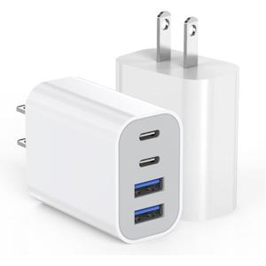 40W iPhone 17 16 Charger Block,2Pack 4-Port Fast USB C Charger Blocks,Multiport PD Power Adapter & QC Phone Charging Apple Adapter for iPhone 17 Air/17 Pro Max/16e/16 Pro/15/15Pro Max/14/13/12/11/iPad (White)