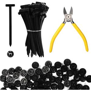 100pcs Nylon Universal Cable Tie Buckles, Nylon Multipurpose Self-Locking Zip Clips Tie Strap Holders with Pliers Suitable for Cars Motorcycles Daily Repair