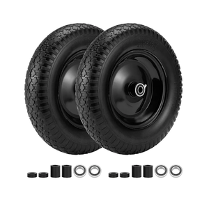 4.80/4.00-8" Flat Free Wheelbarrow Tire, 14.5" Wheel Size, 5/8" Axle Bore, 3" Center Hub, 3/4" Bearings, Universal Replacement Solid Tire for Hand Truck/Cart (Black)