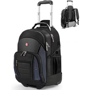 star cloud Rolling Backpack with Wheels, USB & Type-C Charging Port, 21x14x9 Water Resistant Wheeled Backpack, 17.3" Roller Laptop Backpack, Carry On Luggage for Business Travel College Work Bag