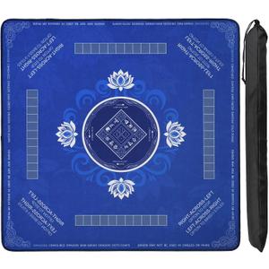 Mahjong Mat for Table 31.5"x31.5" Noise Reduction Mahjong Mat with Rules, Non Slip Game Table Cover for Mahjong, Poker, Board, Card, Tile Games
