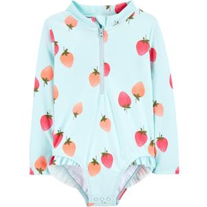 Simple Joys by Carter's Girls' Long Sleeve Zipper One Piece Swimsuit, 12M