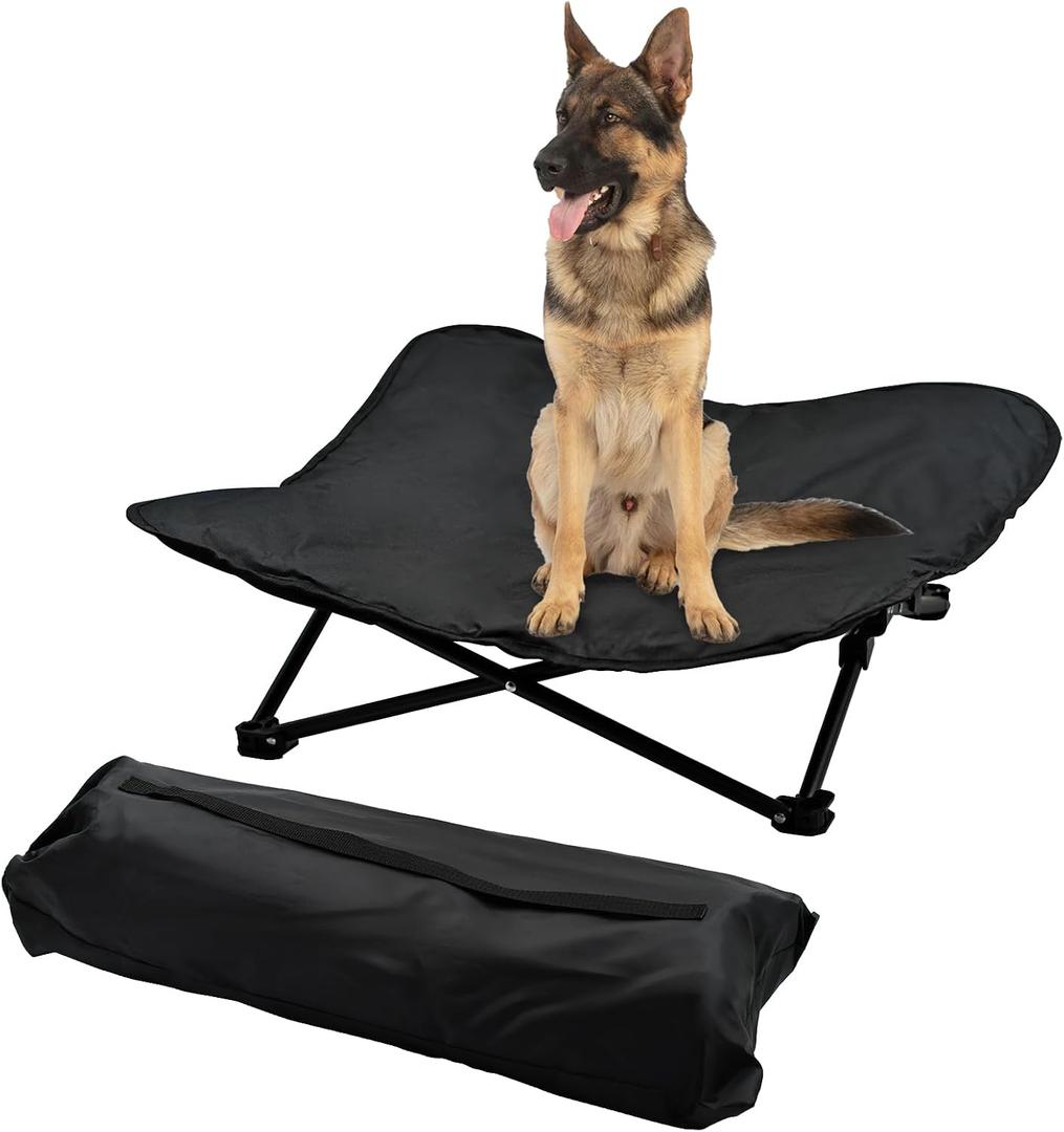 Elevated Dog Bed, Portable Raised Pet Cot for Outdoor and Indoor Folding Dog Cot Bed with Padded Filling Carrying Bag Included Pet Raised Travel Lounger for Camping Traveling, Large (36x36x12inch)