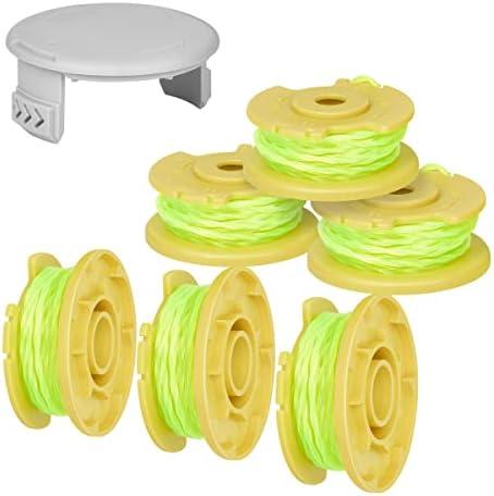 Generep Weed Wacker String Trimmer Twisted Line Replacement for Ryobi 18v, 24v, and 40v Cordless Trimmers, 6 Spool, 1 Cap