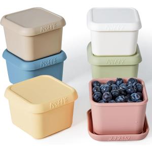 ISSEVE 6Pack 6oz Silicone Snack Containers for Kids, Reusable Small Containers with Lids, Leak Proof Silicone Food Storage Containers, Children Kids Lunch Box for Daycare, School, Travel (Morandi color)