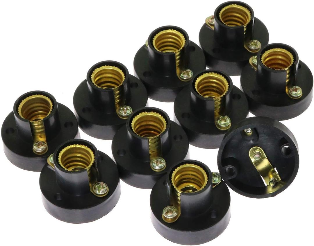 8-Pack E12 Mini Bulb Holder Plastic Light Beads Lamp Bases Screw Type Bulb Socket Black Lamp Holders Student Experiment Lighting DIY Accessories