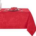 Rectangle Christmas Jacquard Table Cloth Waterproof Elegant Damask Floral Pattern Heavy Weight Wipeable Wrinkle Free Fabric Table Covers for Dinner or Daily Uses(Dark Red/60x120 Inch)