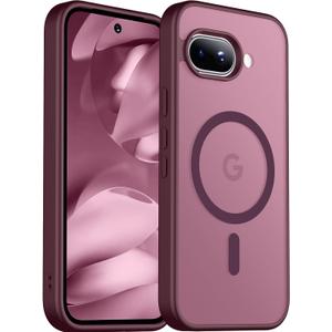 SPIDERCASE Magnetic for Google Pixel 9A Case, Military Grade Drop Protection Slim Translucent Matte Shockproof Anti-Fingerprint Phone Case for Pixel 9A, Wine Red