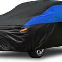 SUV Car Cover for Automobiles All Weather Waterproof, Universal Fit Ford Edge/Bronco, Chevrolet Equinox, Mazda CX-5, Hyundai Tucson, Volkswagen Tiguan, Volvo XC60 etc. (1 Fit SUV-Length (182 To 190"), Black-Blue)