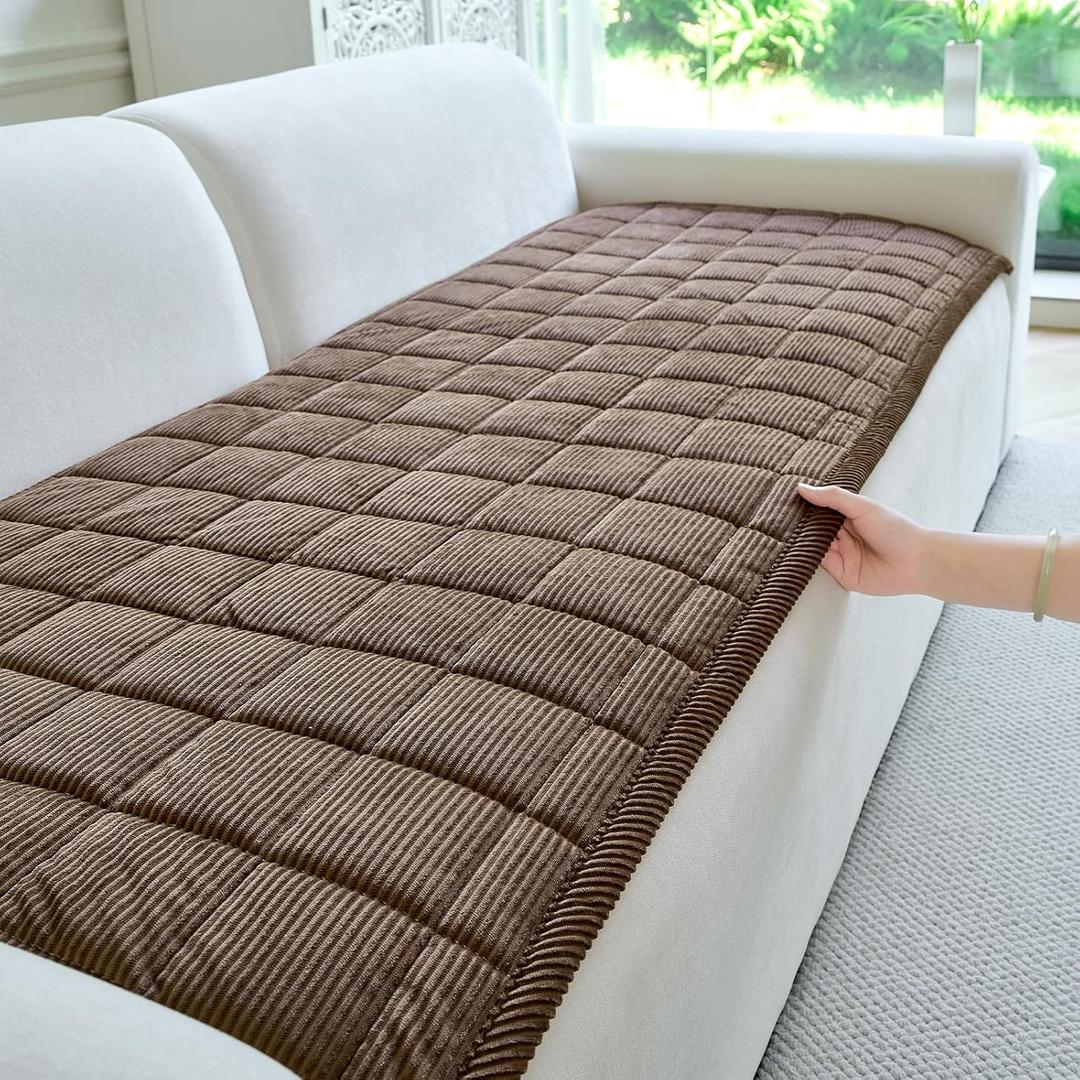 Couch Covers for Dogs Washable, 27.6"x70.9" Non Slip Couch Covers for Loveseat Sofa Pet Friendly, Soft Fuzzy Sofa Covers for Pet, Dog Couch Cover Furniture Protector(1PC,Dark Brown)