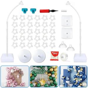 Balloon Arch Kit - Adjustable 8.2FT & 6FT Balloon Arch Stand with Base, Reusable Half Arch Balloon Stand Floor Frame for Birthday Wedding Baby Shower Holiday Graduation Events Decorations (White)