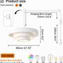 White Plug in Pendant Light, Plug in Chandelier Mid Century Modern Pendant Lamp, 3-Tier Matte Metal Hanging Light Fixture with Long Cord & On/Off Switch, Swag Lamp for Dining Room Bedroom Living Room, 17.7 inches