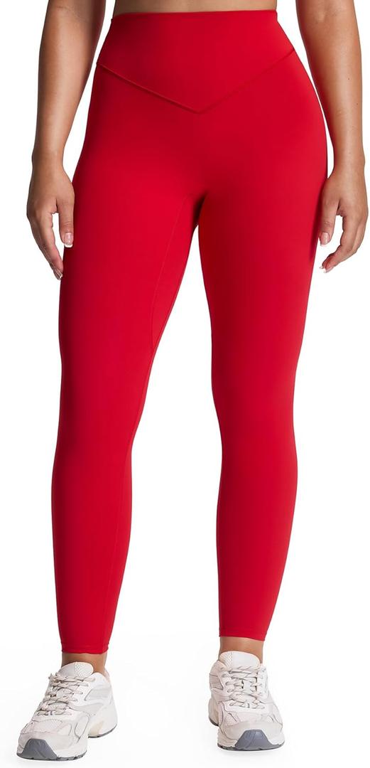 Aoxjox High Waisted Workout Breeze Leggings for Women Tummy Control Buttery Soft Yoga Pants 24"/26"/28" (Medium, Racing Red)