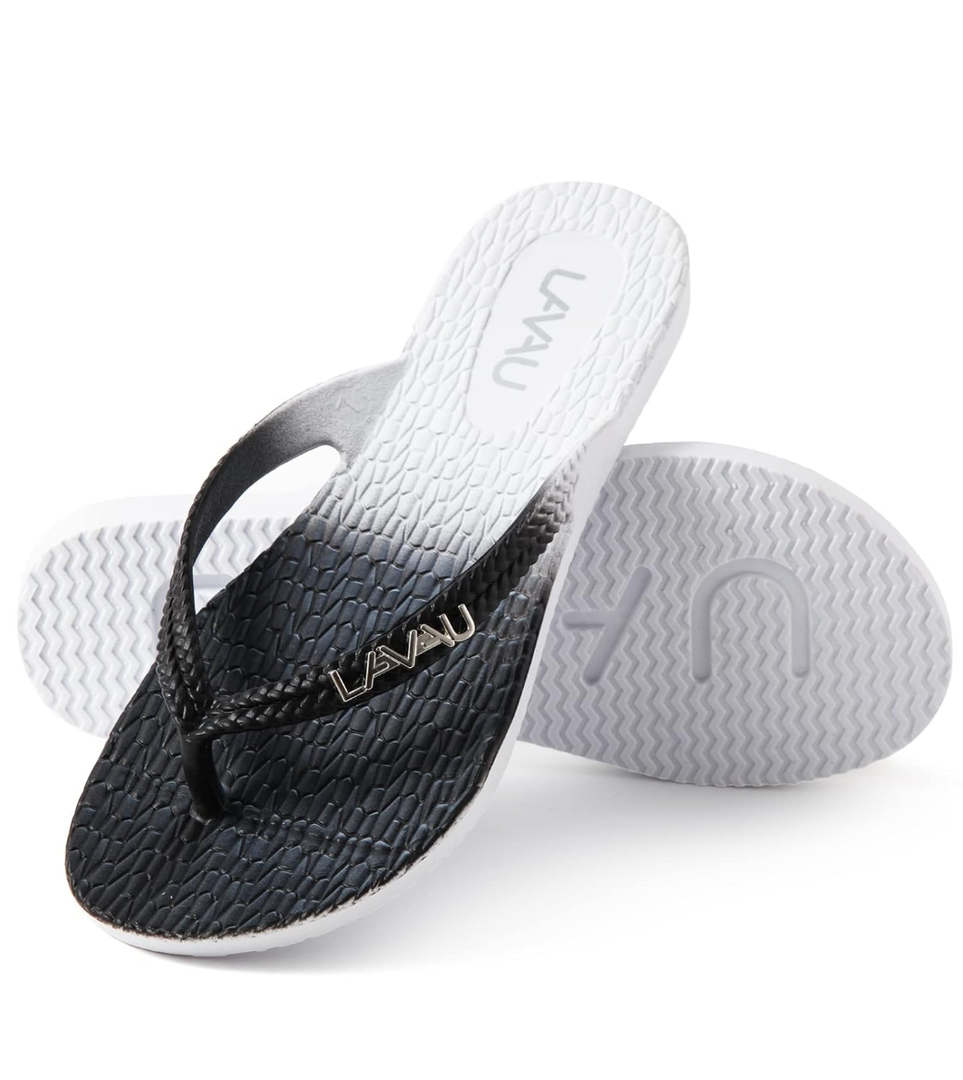 LAVAU Women Waterproof Flip Flops, Shower & Water No-Slip Sandals for Pool and Beach, Size 10