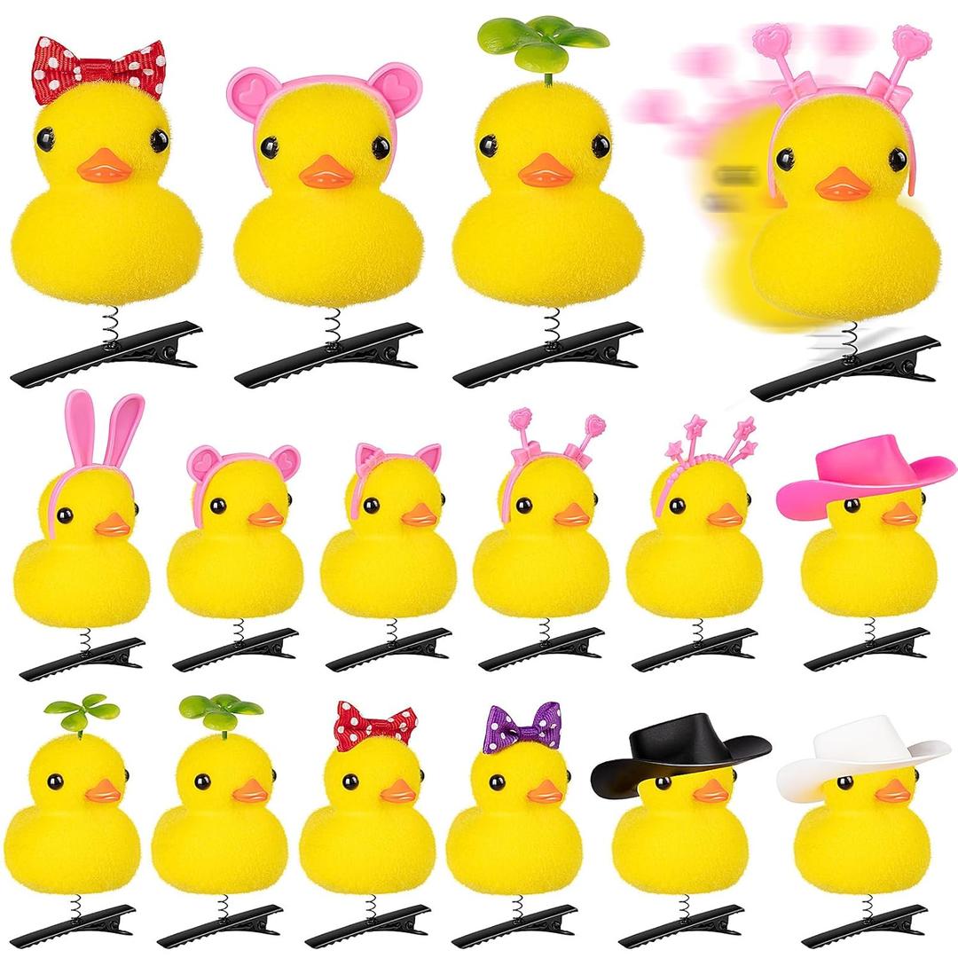 12 Pcs Duck Hair Clips, Cute Festival Rave Sprouts, Yellow Duck Hairpin Accessories for School Home Party Props