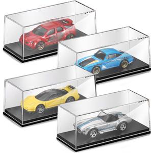 4 Pcs 1/64 Display Case Acrylic Model Cars Display Case 4.17 x 1.81 x 1.81 Inches Clear Plastic Vehicles Toy Cars Storage Collectors, Black