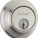 Kwikset 816 Key Control Deadbolt Lock, Round Satin Nickel Exterior Keyed Front Entry Door, Pick Resistant SmartKey Rekey Security, Single Cylinder Dead Bolt, with Microban Protection