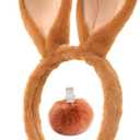 CHEU Easter Bunny Headband and tail with rabbit ears costume (brown)