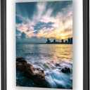 ONE WALL 16x20 Inch Floating Frame, Black Wood Double Glass Float Picture Frame Display 16x20/11x14 Inch Photos or Plant or Petal Specimens for Wall Hanging - Mounting Accessories Included