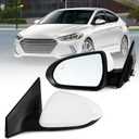 Left Driver Side Mirror Assembly Fits 2017 2018 2019 2020 Hyundai Elantra with Power Glass Heated Turn Signal Blind Spot Detection and Manual Folding Match to White (7Pins)