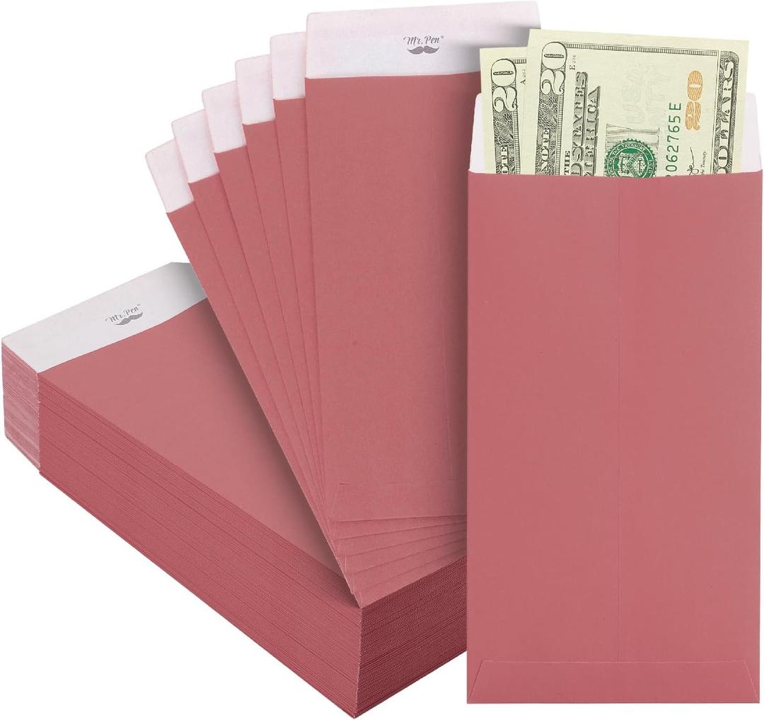 Mr. Pen- Money Envelopes for Cash, 100 Pack, 6.5" x 3.5", Red Clay Cash Envelopes Bulk