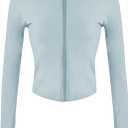 Lviefent Womens Lightweight Full Zip Running Track Jacket Workout Slim Fit Yoga Sportwear with Thumb Holes, X-Small, Lightblue